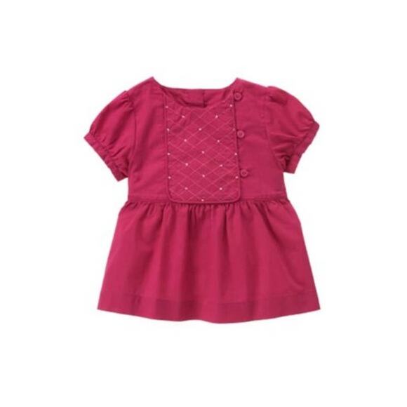 Janie and Jack Girls Top Size 18-24 Months Parisian Park Quilted Bib Pink - Picture 3 of 8